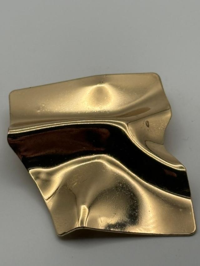 Vintage Ebba Gold Tone Modernist Abstract Brooch Pin Converted Earring 2" Sculpt