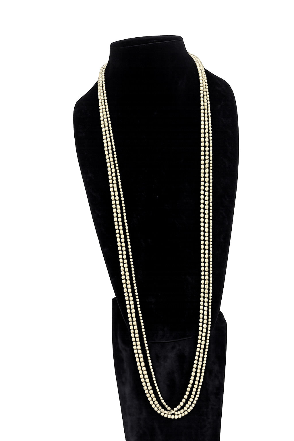 48 inch sliver bead necklac tripple strand