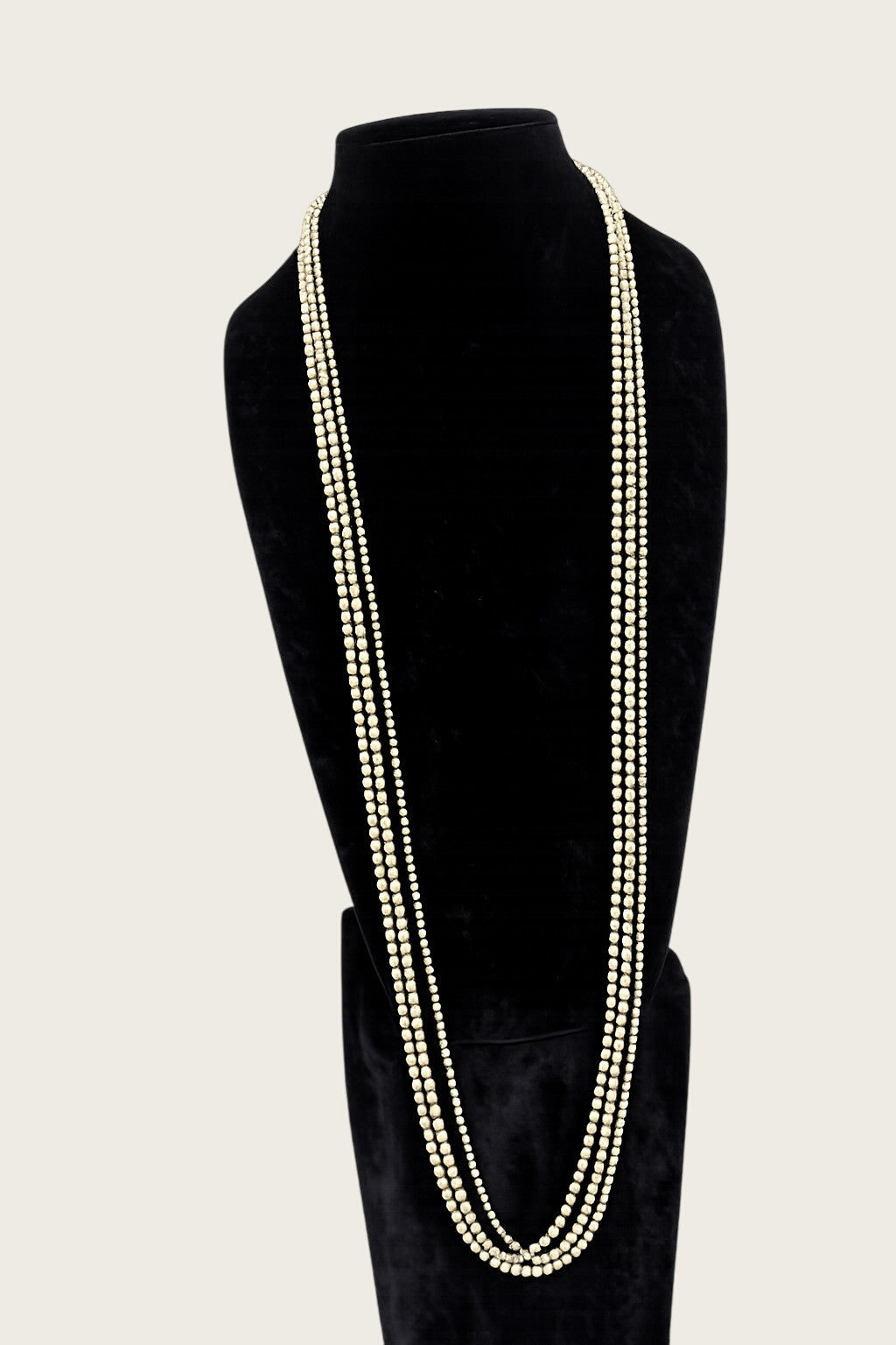 48 inch sliver bead necklac tripple strand