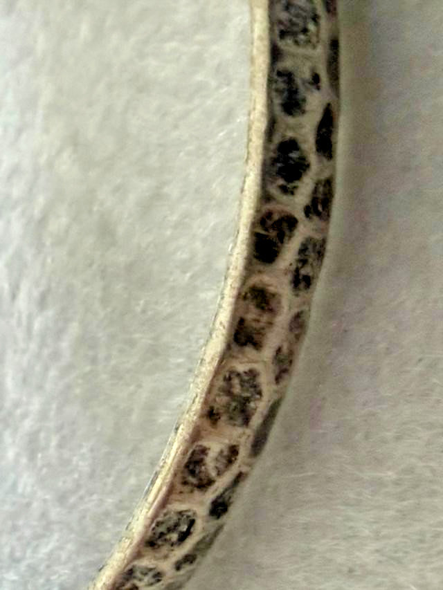 Signed Hammered Silver Tone Textured Bangle Bracelet Narrow Slip On Vintage