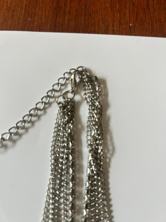 You & I Multi Strand Silver Tone Crystal Bead Necklace Earrings Set 35"