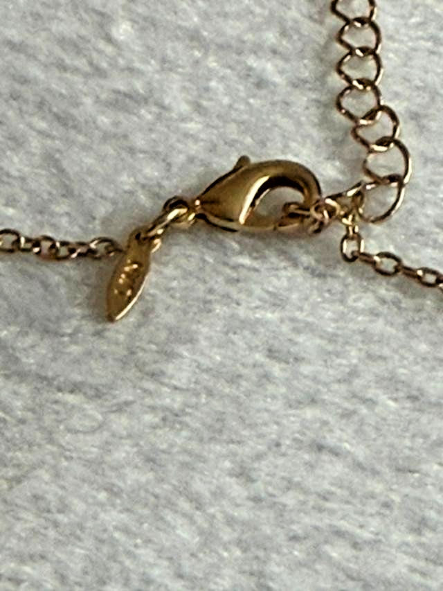 Avon Gold Tone Openwork Lotus Flower Pendant Necklace Blue Bead NWT 20"