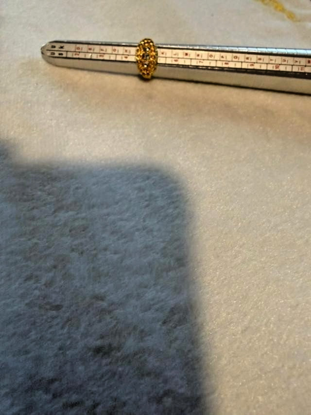OOAK Gold-Tone Dome Ring Clear Rhinestones Hand-Embellished Size 5