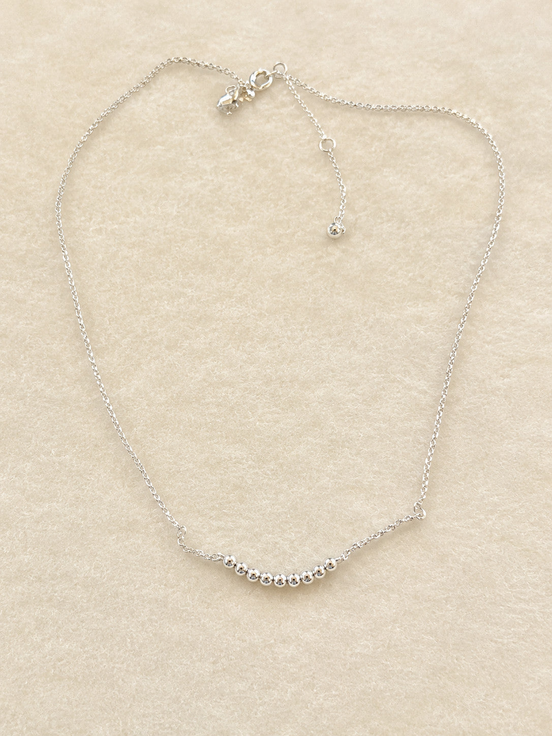LOFT Silver Tone Clear Rhinestone Curved Bar Necklace 18.5” Adjustable