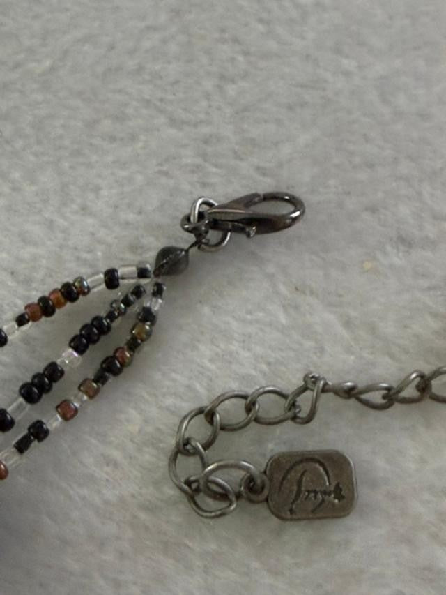 Vintage Tiara Misu Multi Strand Black Gray Glass Bead Statement Necklace