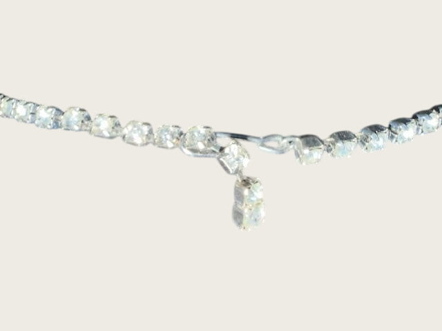 Vintage 1950’s Rhinestone Drop Choker Style Necklace Silver Tone 16” Inch APPROX