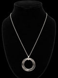 Silver Tone Concentric Open Circle Pendant Necklace Costume Jewelry