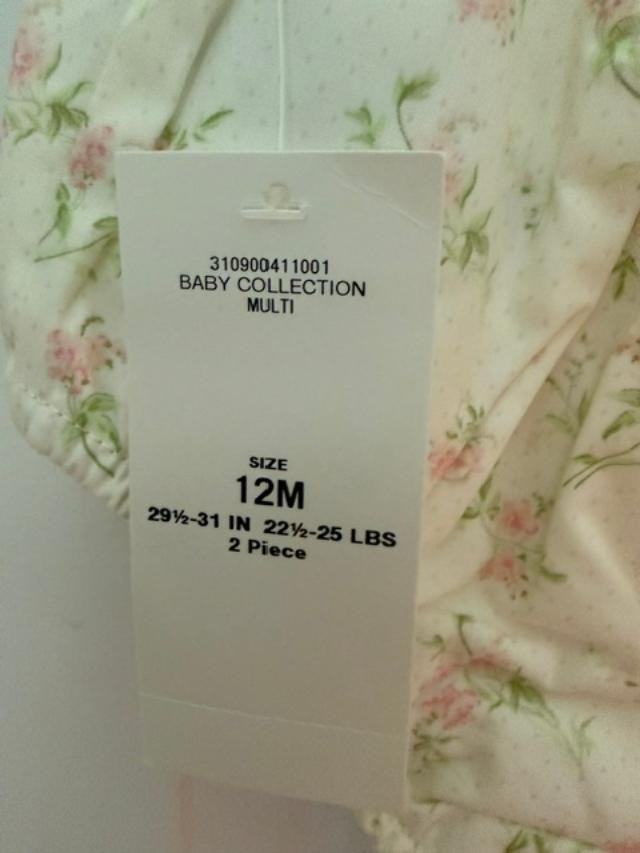NWT Ralph Lauren Baby Collection Floral Smocked Dress Bloomers 12M