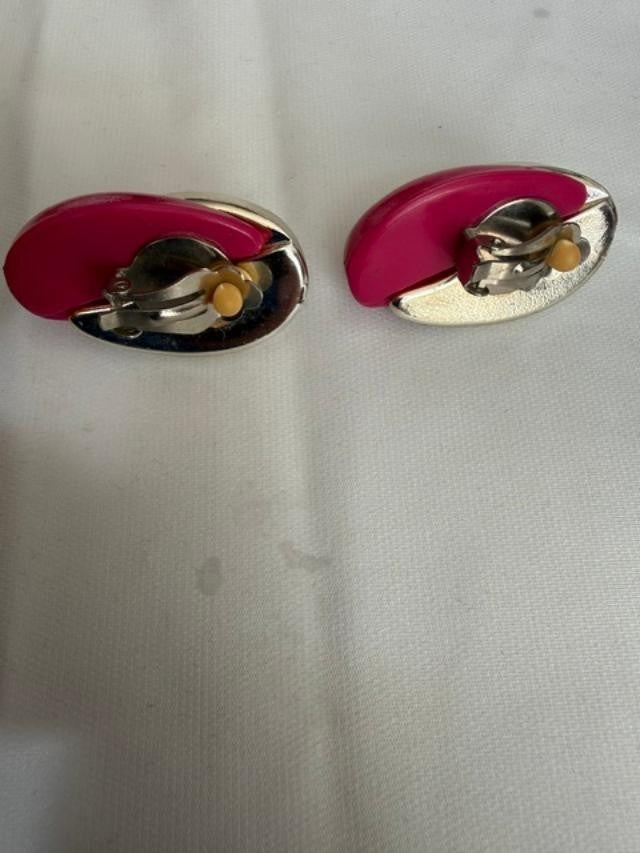 Vintage Red & Silver tone Earrings