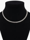 Vintage Monet Silver Tone Chevron Arrow Link Choker Necklace Signed
