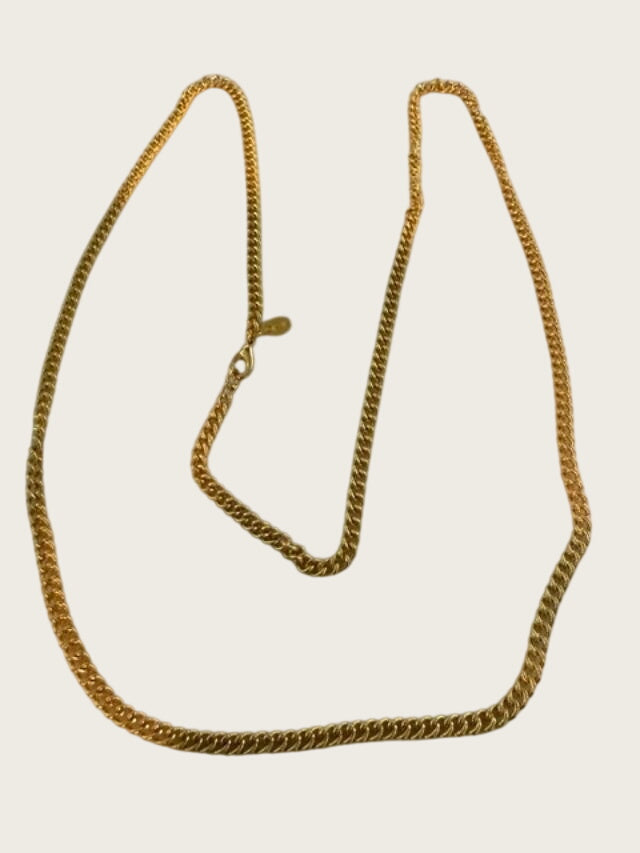 Vintage KJL signed long gold-tone chain
