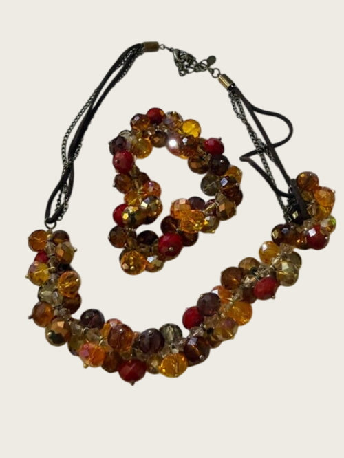 Ali Khan New York Vintage Cluster Crystal Bead Necklace/Bracelet Set