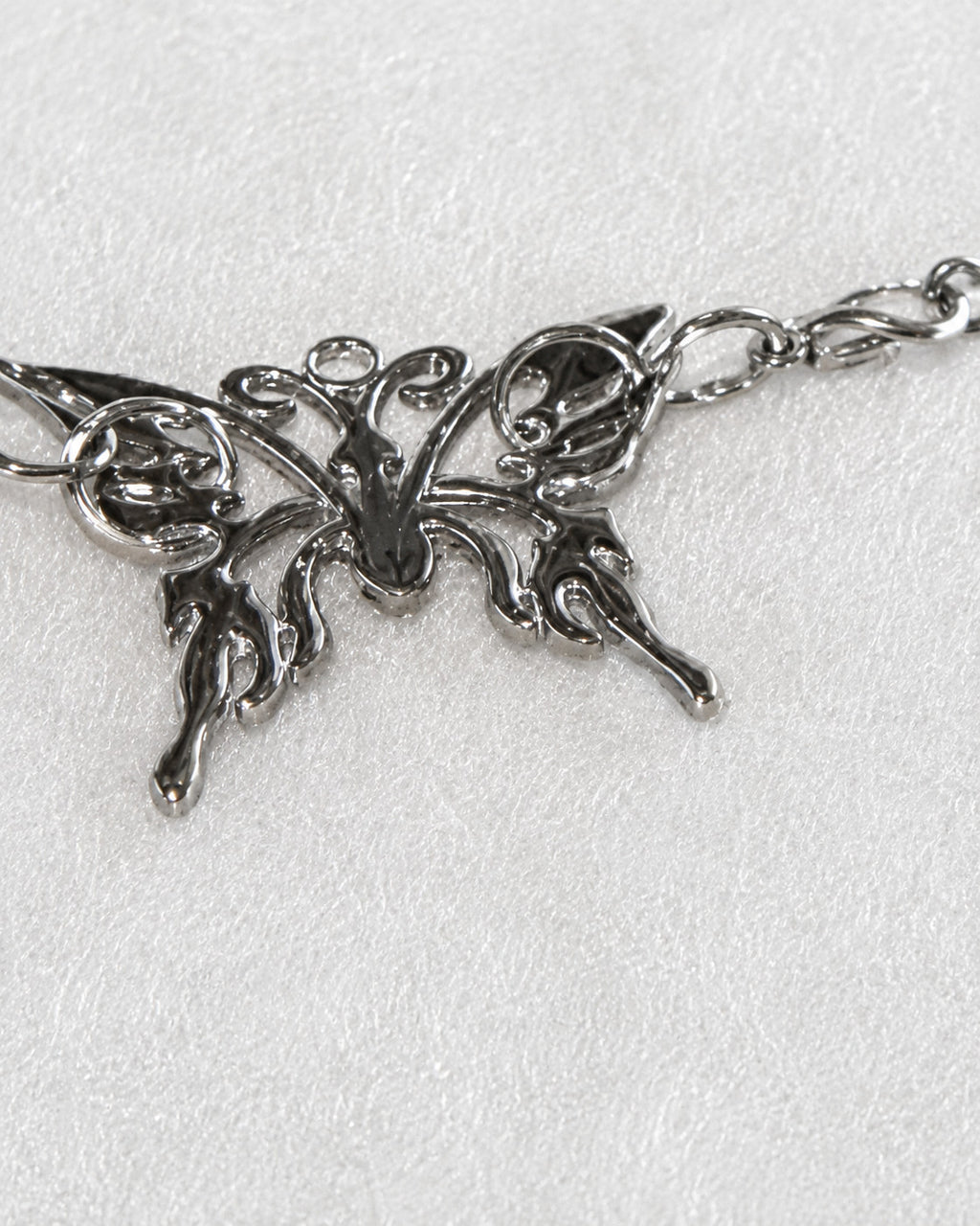 Silver Tone Filigree Butterfly Pendant Choker Necklace 15 Inch