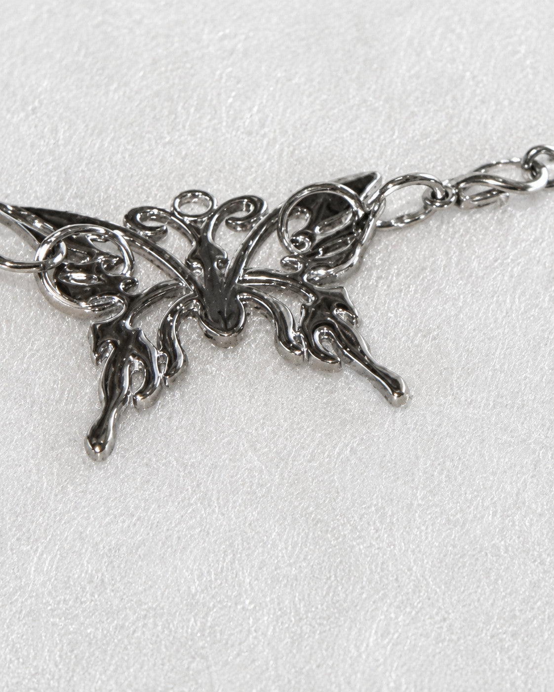 Silver Tone Filigree Butterfly Pendant Choker Necklace 15 Inch