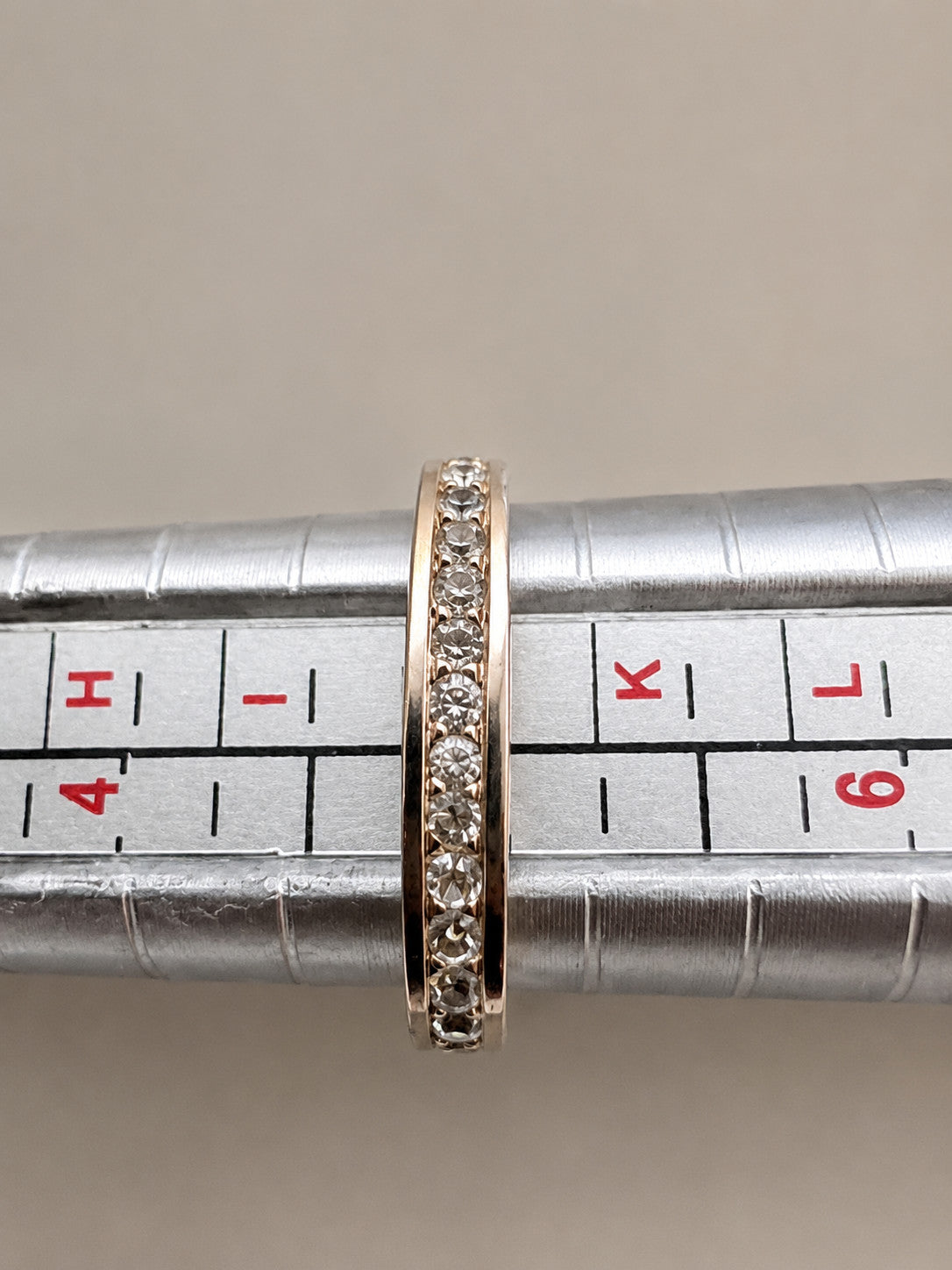 Gold Tone Clear Rhinestone Eternity Band Ring Size 5 Petite Stackable