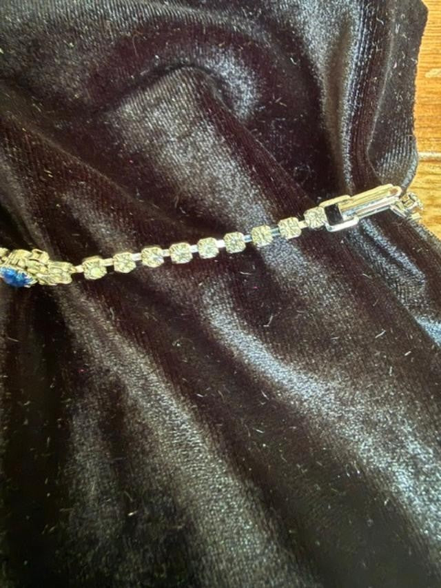 Rhinestone Bracelet with Blue and Clear Stones