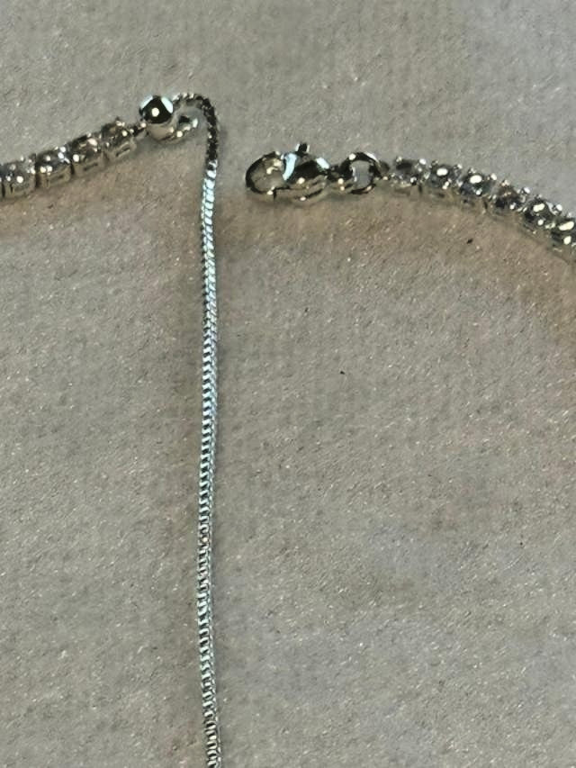 Silver Tone Clear Rhinestone Tennis Choker Necklace 13"