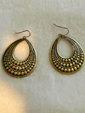 Antiqued brass Tone Tear Drop  Dangle  pierced earrings