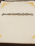 Two Tone Gold Silver Rope Textured Oval Link Bracelet 7 Inch