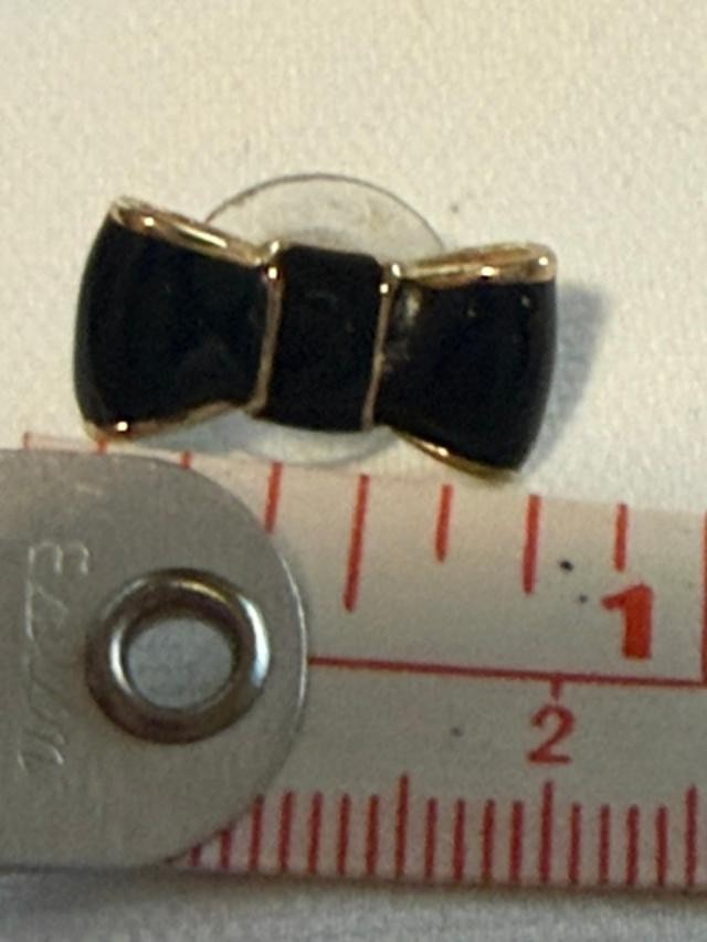 Kate Spade Black Enamel And Goldtone Bow Earrings