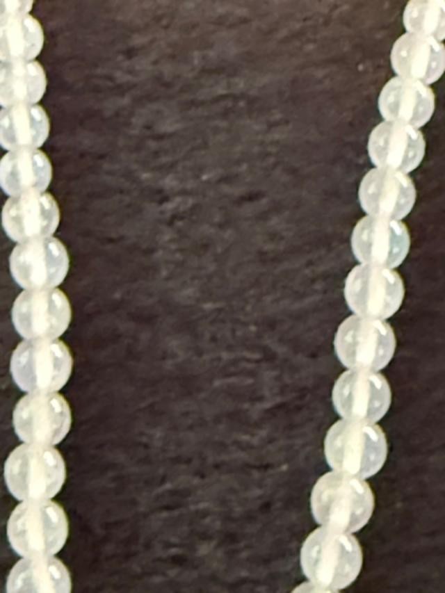 Opalite Glass Bead 15" Choker Necklace Silver Tone Flower Pendant Toggle