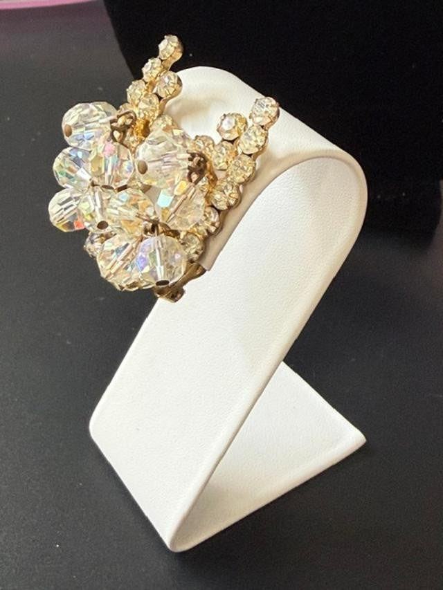 Vintage AB Rhinestone Earrings clip-on
