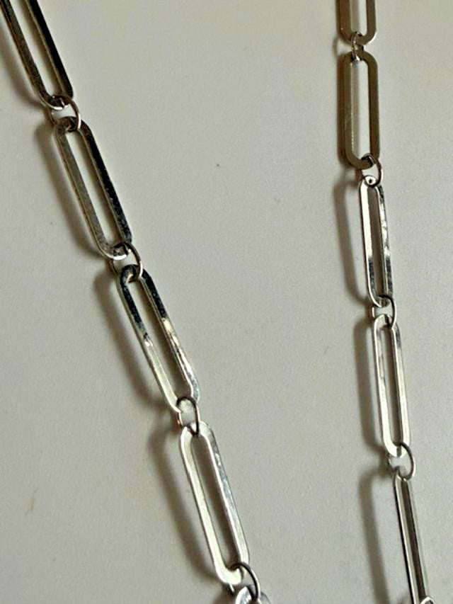 Lands’ End Silver Tone Open Rectangle Link Chain Necklace 20.5"