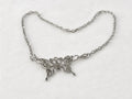 Silver Tone Filigree Butterfly Pendant Choker Necklace 15 Inch