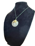 Vintage Signed BEST Seashell Starfish Brooch Pendant Necklace 17” Two Tone 2”