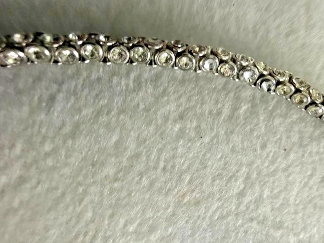 Silver Tone Clear Rhinestone Tennis Choker Necklace 13-16" Adjustable