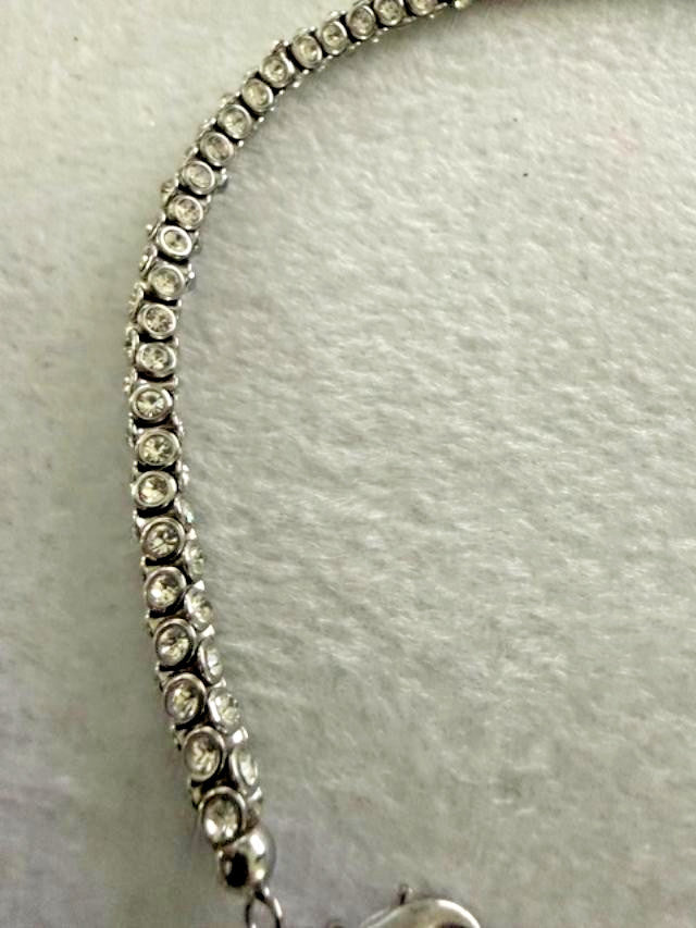 Silver Tone Clear Rhinestone Tennis Choker Necklace 13-16" Adjustable