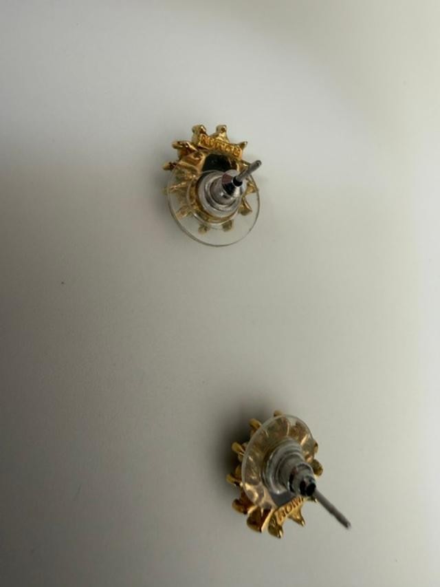 Earrings Glass Blue simulated  Sapphire and Rhinestone Post Stud