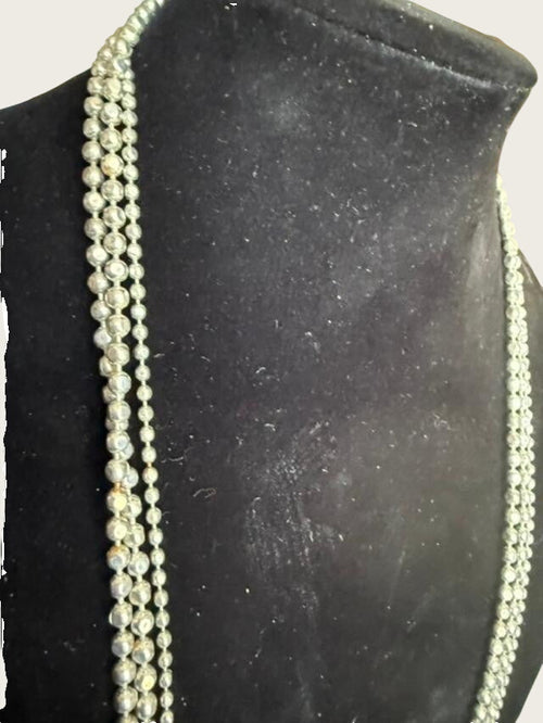 48 inch sliver bead necklac tripple strand