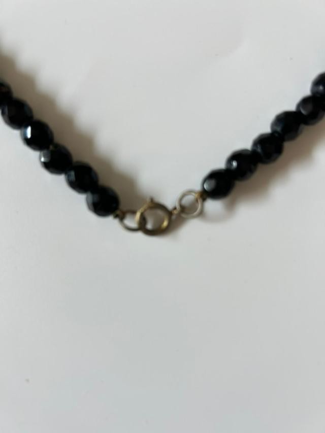 54" Black Faceted Glass Bead Necklace Long Layering Strand
