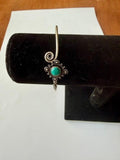 Silver Tone Faux Turquoise Spiral Hook Bangle Bracelet Boho Southwestern