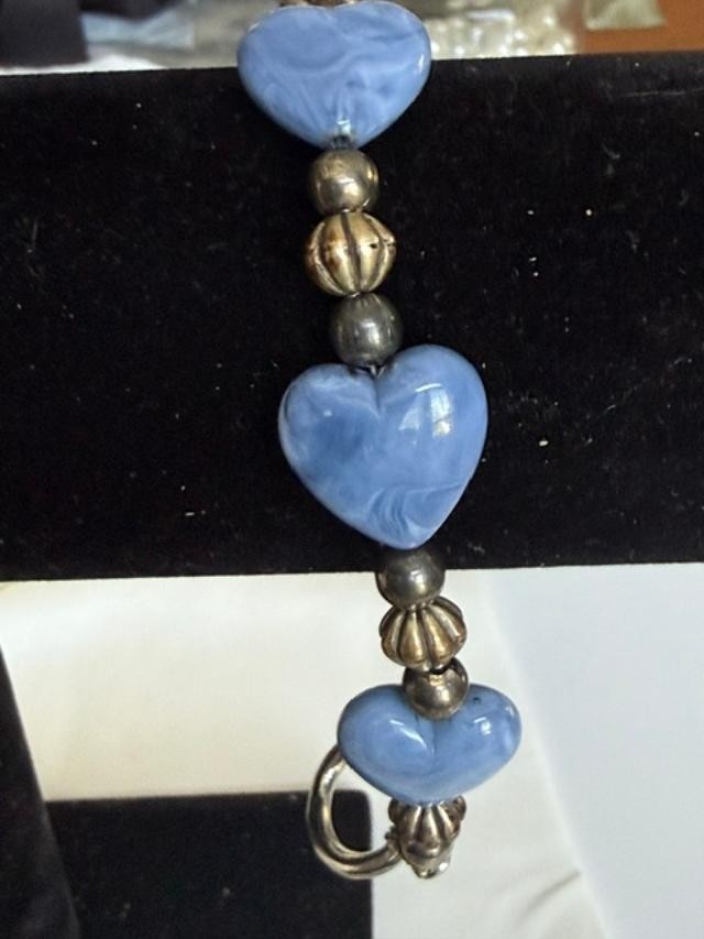 Blue Hearts Link Bracelet