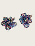 vintage handmade beaded flower clip-on earrings.