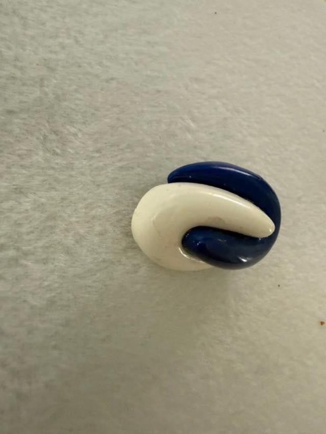 Vintage Blue and White Abstract Swirl Pin 1.5" Mod Retro