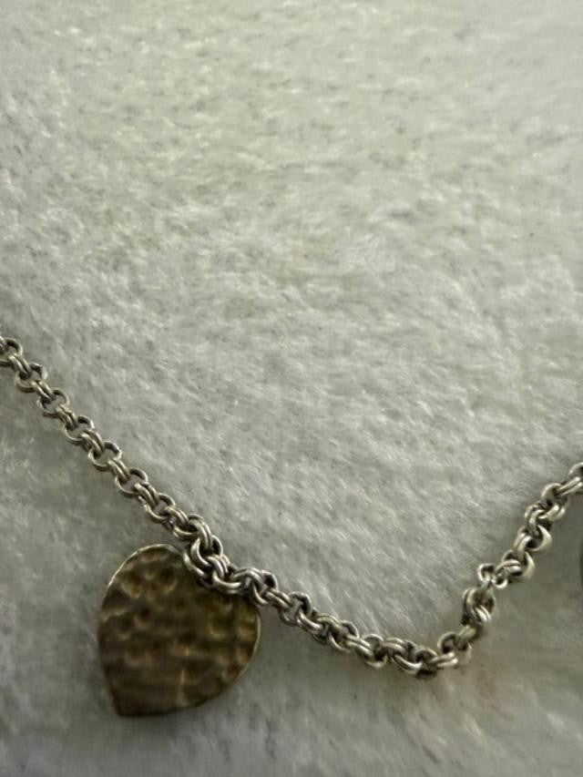 AEO American Eagle Silver Tone Charm Necklace 27" Peace Sign Heart Star