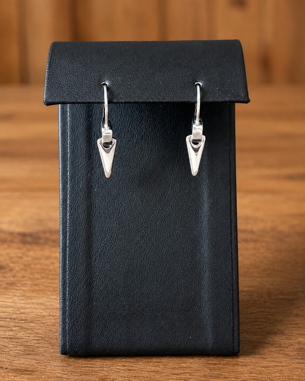 Silver Tone Geometric Arrowhead Dangle Hook Earrings Minimalist