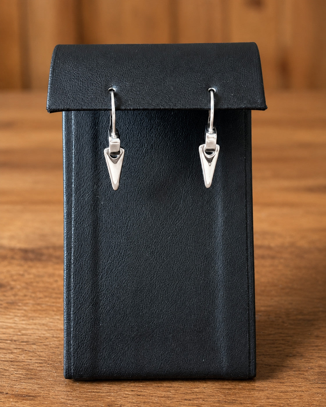 Silver Tone Geometric Arrowhead Dangle Hook Earrings Minimalist