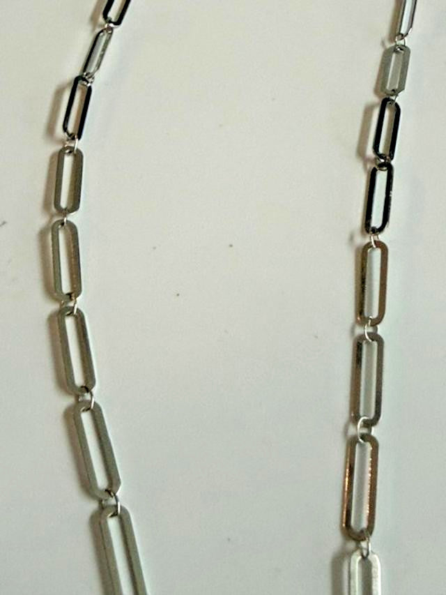 Lands’ End Silver Tone Open Rectangle Link Chain Necklace 20.5"