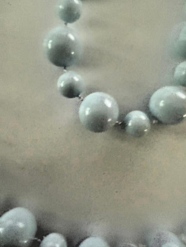Light Blue Knotted Graduated Bead Endless Necklace 52 in Vintage Style