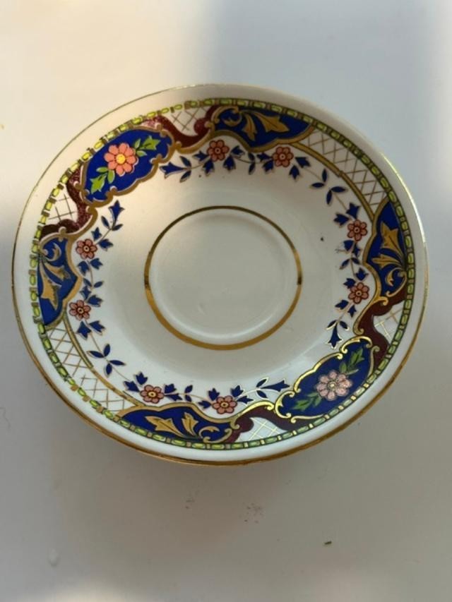 Vintage Alemdar Porselen Turkey Demitasse Cup & Saucer Floral Gold Gilt