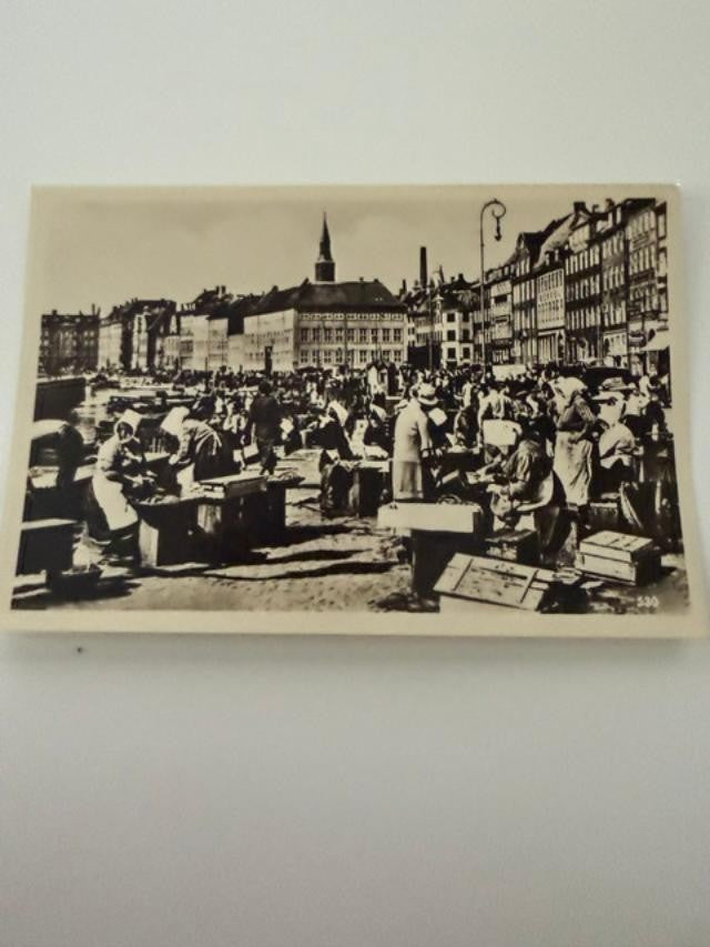 Vintage Copenhagen Denmark Fish Market Gammelstrand RPPC Postcard No. 530