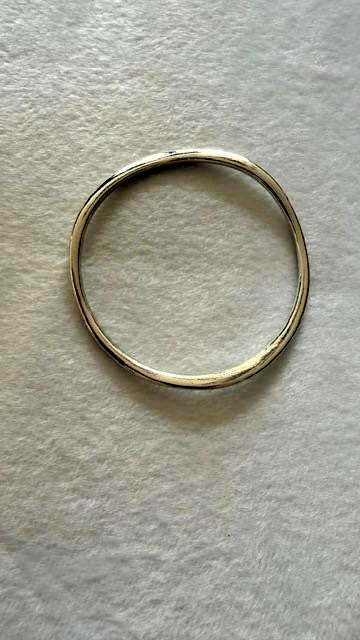 Silver Tone Thin Bangle Bracelet 3-inch diam. Polished Slip on Minimalist