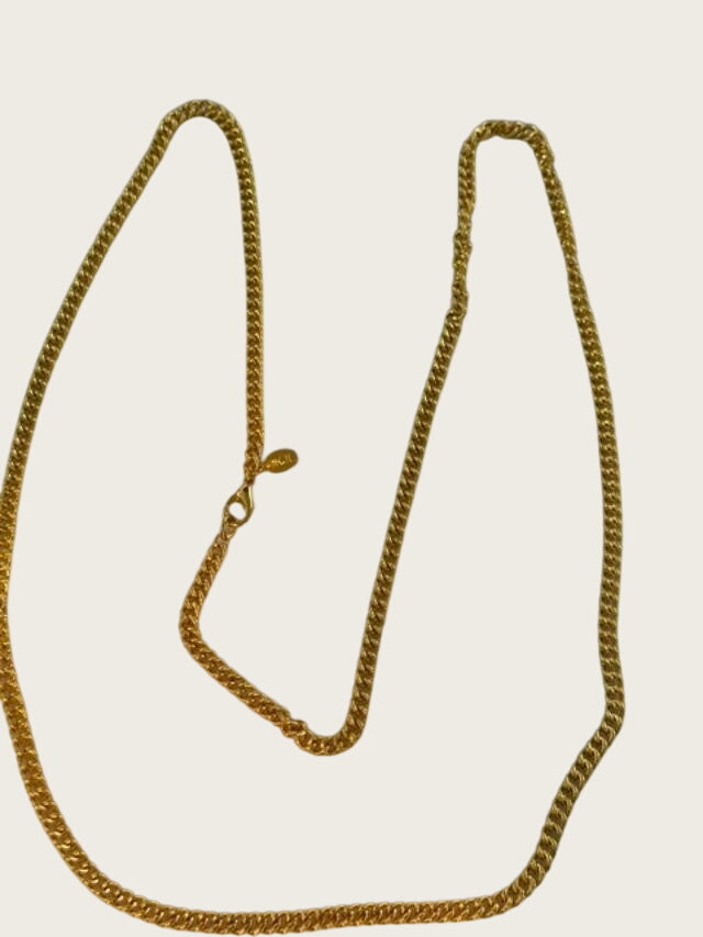 Vintage KJL signed long gold-tone chain