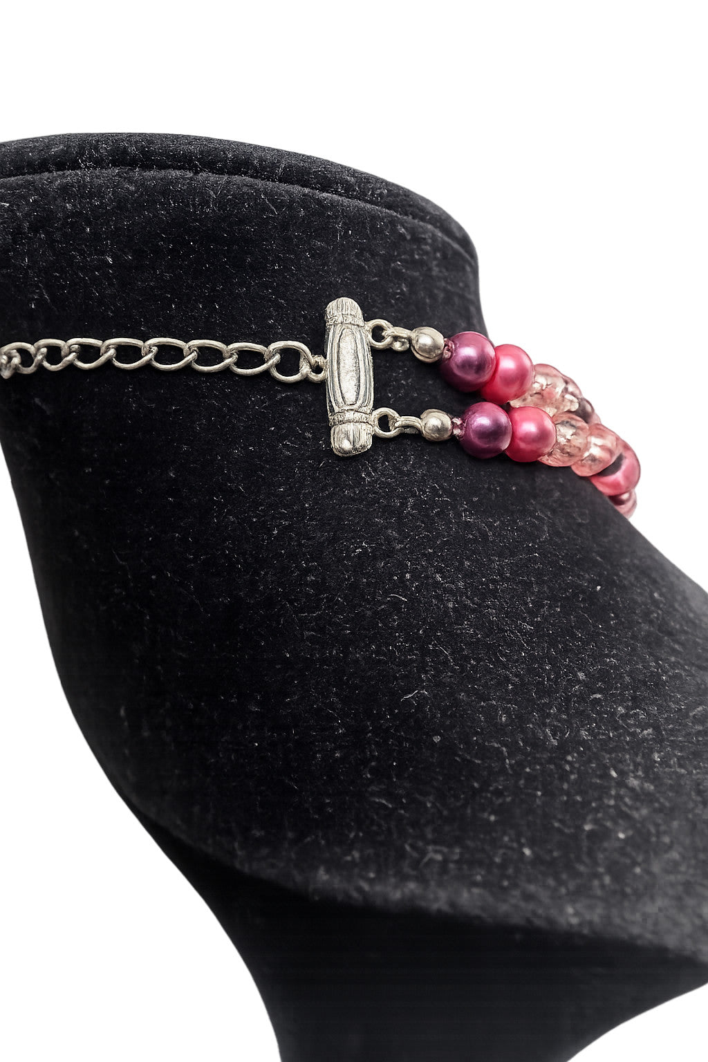 mulistrand pink bead necklace