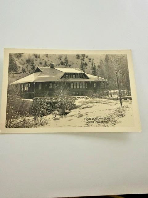 1949 Four Seasons Club Aspen Colorado RPPC Real Photo Postcard Unused Stamp