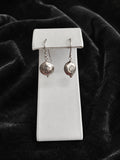 Silver-Tone Puffed Disc Rosette Dangle Earrings Fishhook